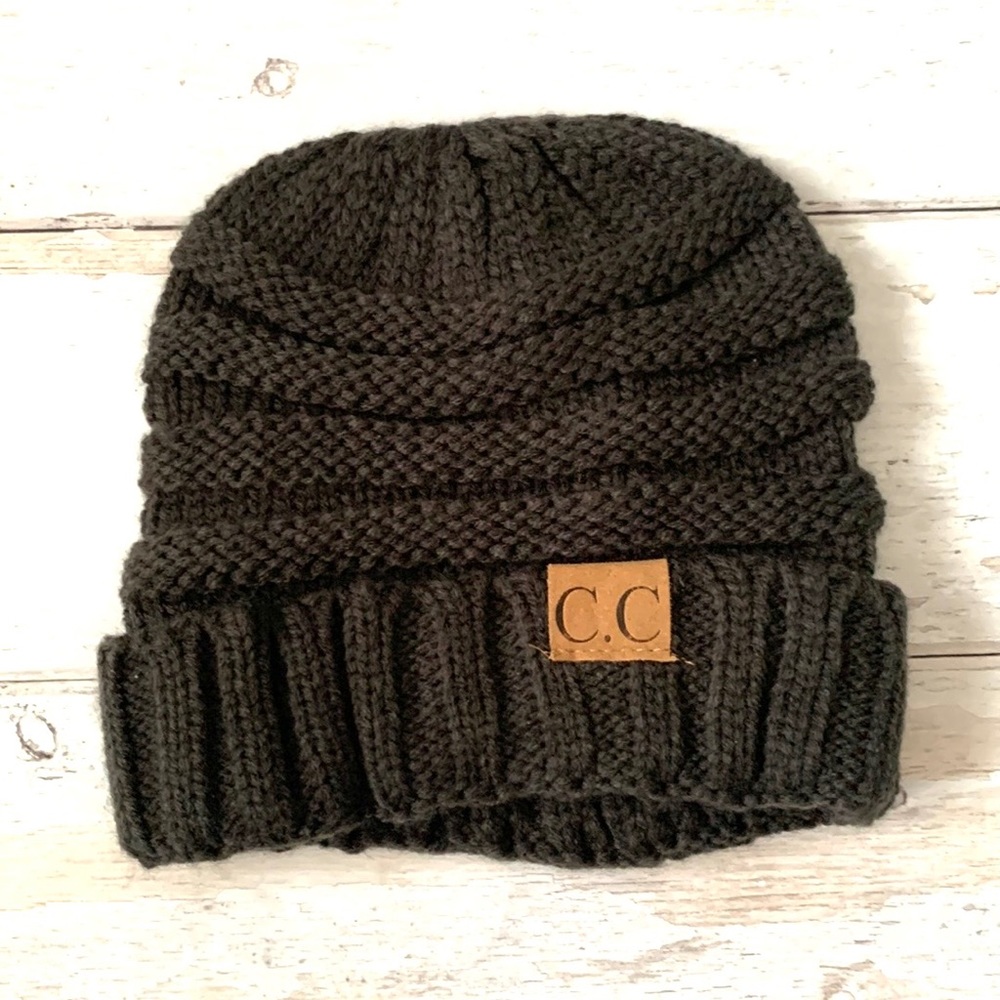 CC Beanies Baby Toddler Winter Hat Knit Design Dark Charcoal Gray Color